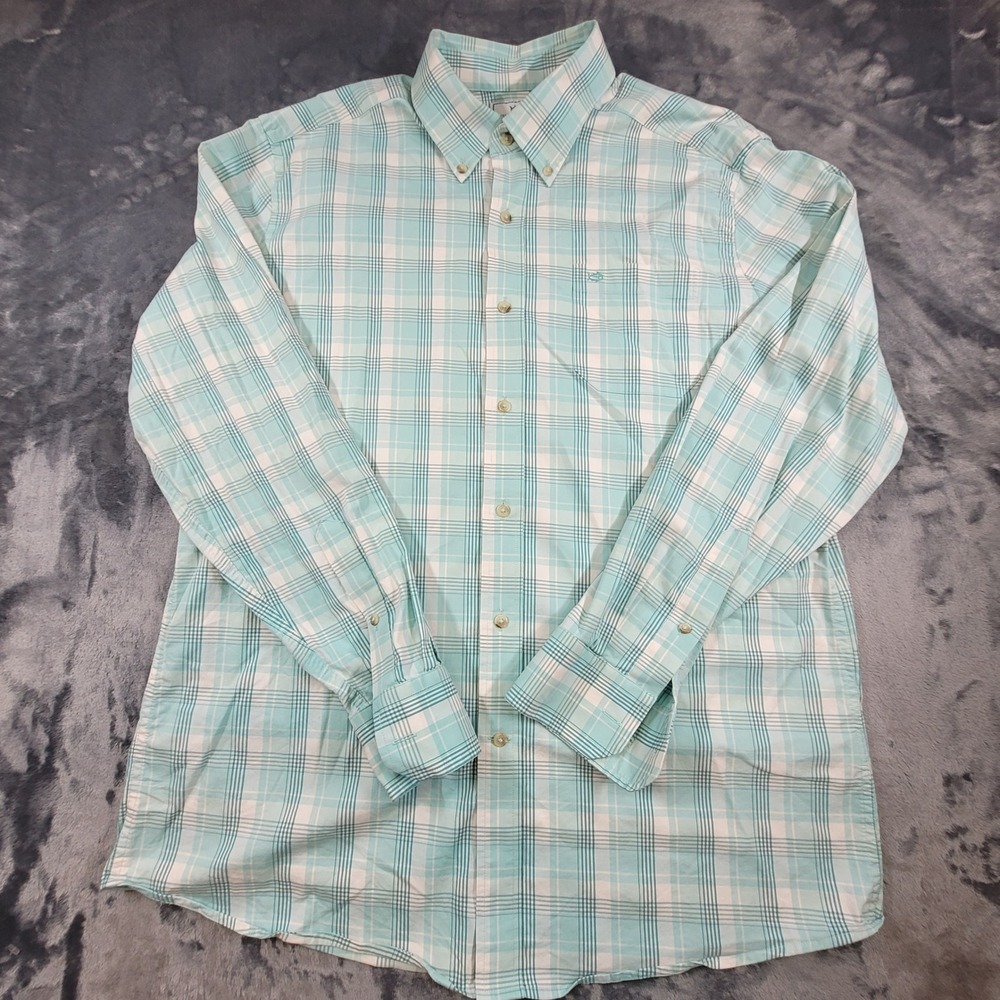 Southern Tide Coastal Passage Plaid Button Down Shirt Mens Large Mint Green L